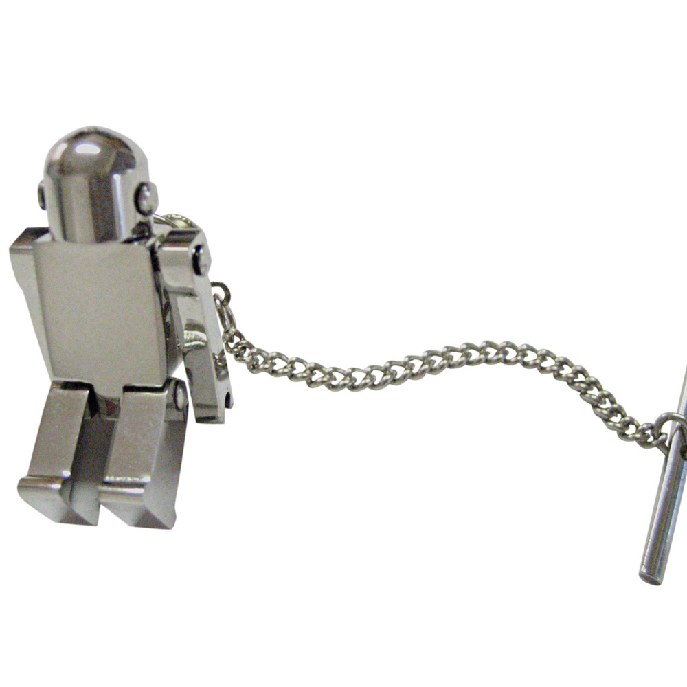 Silver Toned Chrome Robot Tie Tack